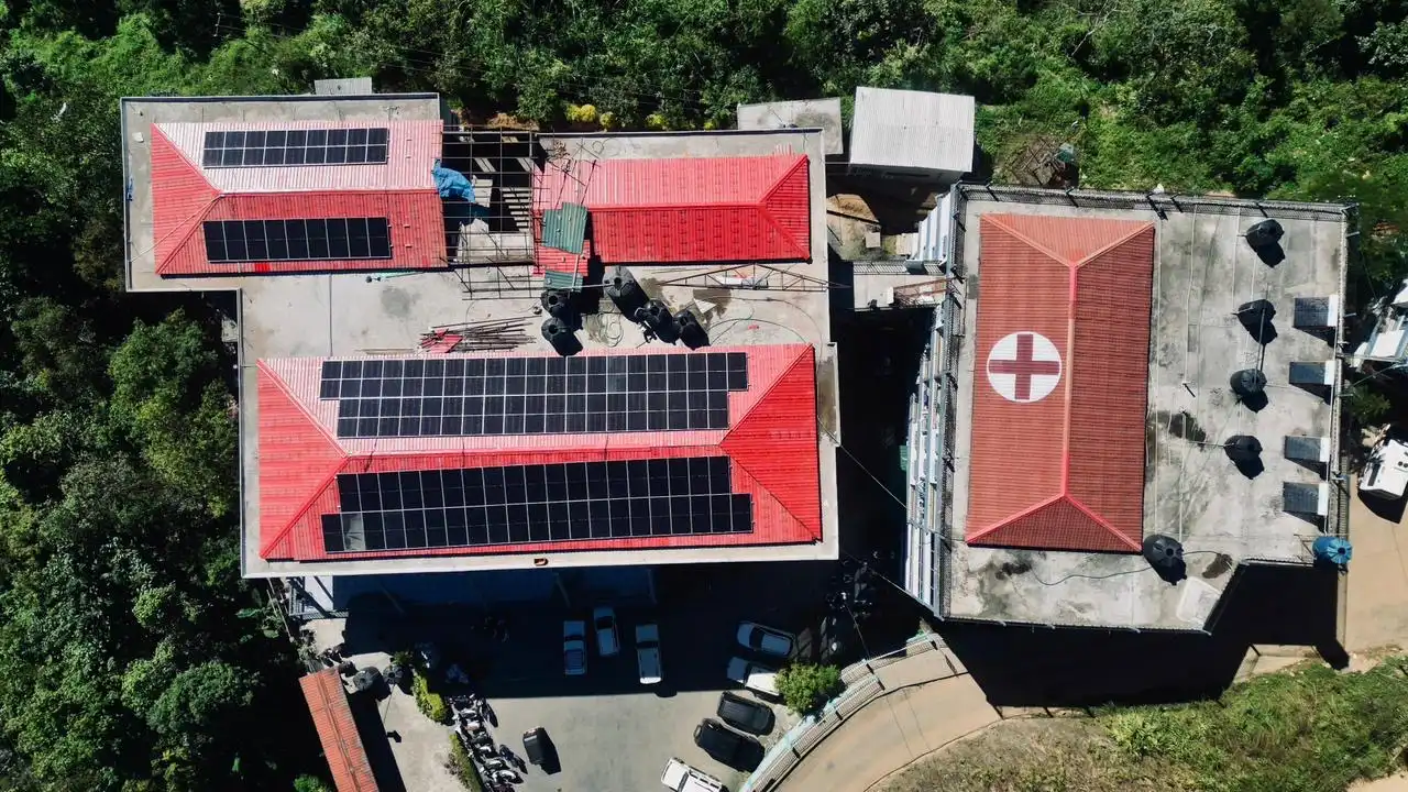 Solar panels installed on a mountain property